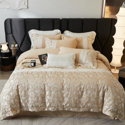 91家纺网 家纺一手货源 找家纺 （总）惠居家 2023新款浮雕全棉长绒棉磨毛刺绣四件套-诺曼