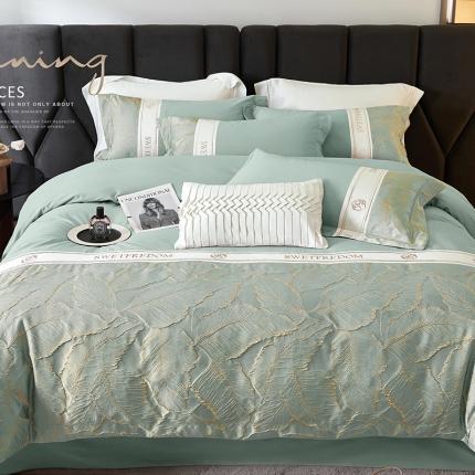 91家纺网 家纺一手货源 找家纺 （总）惠居家 2023新款浮雕全棉长绒棉磨毛刺绣四件套-诺曼