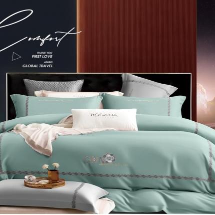 91家纺网 家纺一手货源 找家纺 惠居家 2023新款长绒棉磨毛四件套-莫拉 莫拉-孔雀绿