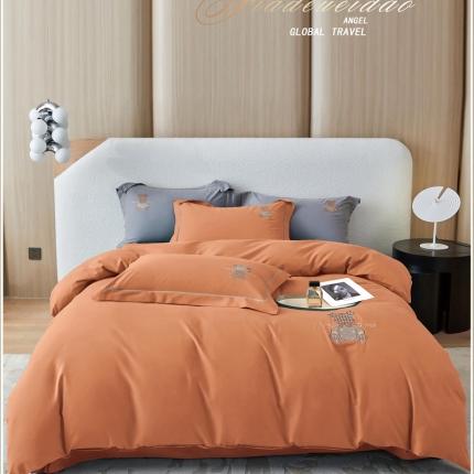 惠居家 2023新款全棉磨毛四件套-小熊 小熊艾玛桔