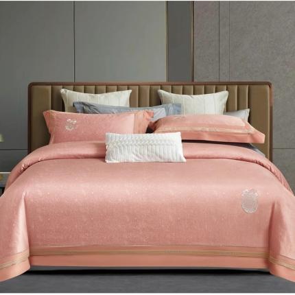 惠居家 2023新款长绒棉磨毛提花四件套-玛丽 玛丽-桔色