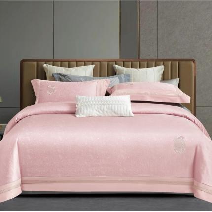 惠居家 2023新款长绒棉磨毛提花四件套-玛丽 玛丽-少女粉