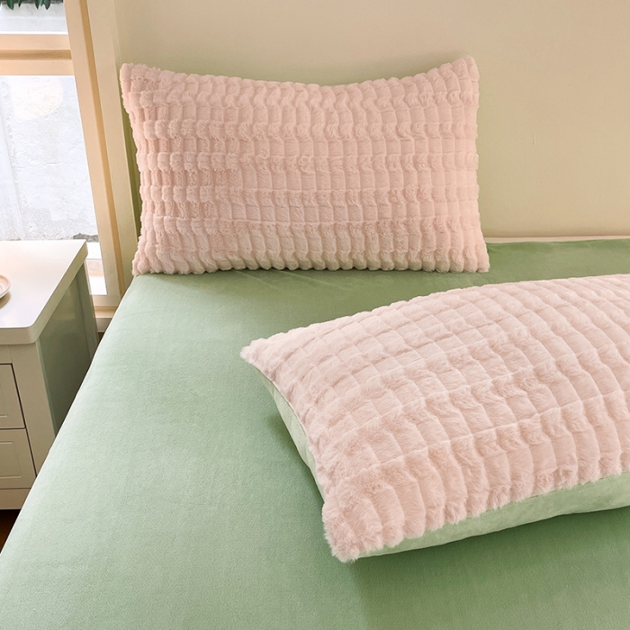 91家纺网 家纺一手货源 找家纺 （总）安哆啦加厚9斤獭兔毛绒兔兔绒剪花牛奶绒四件套纯色双拼系列