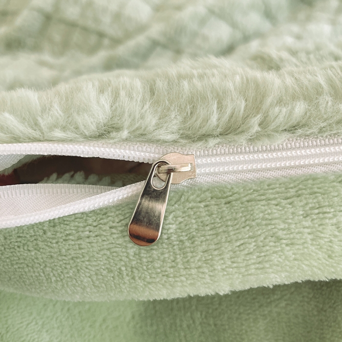 91家纺网 家纺一手货源 找家纺 安哆啦加厚9斤獭兔毛绒兔兔绒剪花牛奶绒四件套纯色双拼系列 薄荷绿