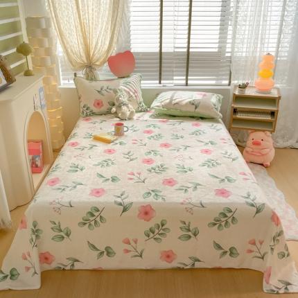 91家纺网 家纺一手货源 找家纺 （总）安哆啦 2024新款高克重小清新牛奶绒单床单