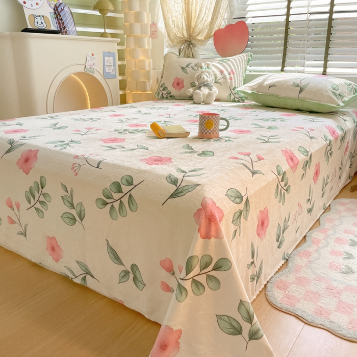 91家纺网 家纺一手货源 找家纺 （总）安哆啦 2024新款高克重小清新牛奶绒单床单