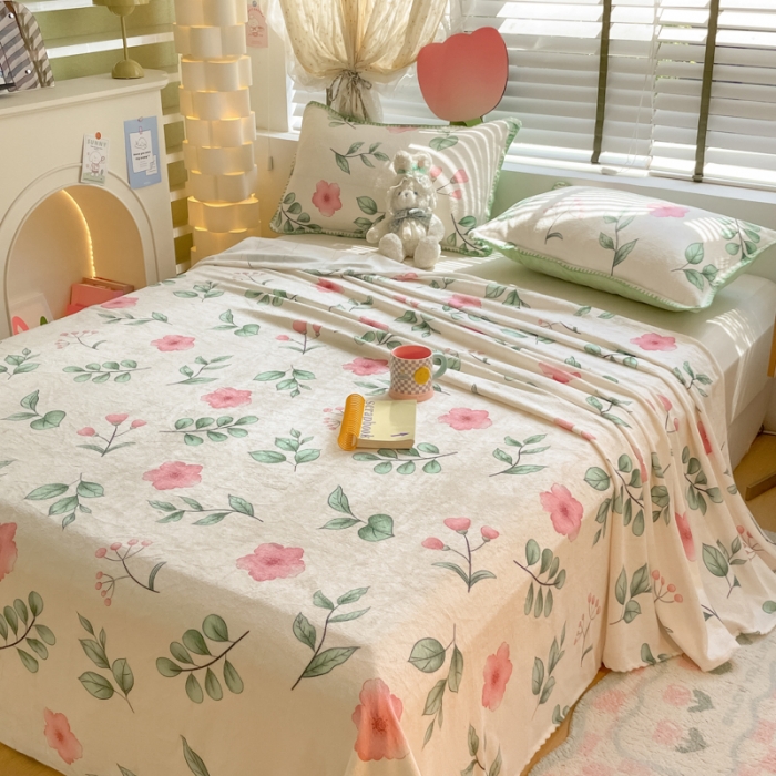 91家纺网 家纺一手货源 找家纺 （总）安哆啦 2024新款高克重小清新牛奶绒单床单