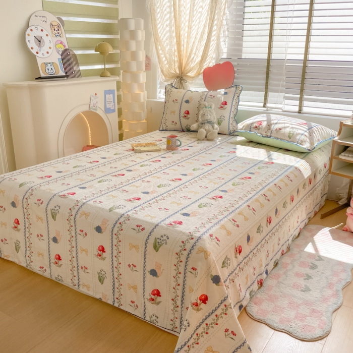 91家纺网 家纺一手货源 找家纺 安哆啦 2024新款高克重小清新牛奶绒单床单 爱丽丝梦游仙境