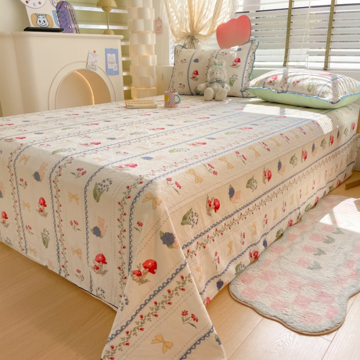 91家纺网 家纺一手货源 找家纺 安哆啦 2024新款高克重小清新牛奶绒单床单 爱丽丝梦游仙境