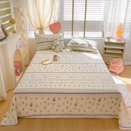 安哆啦 2024新款高克重小清新牛奶绒单床单 蕾丝兔