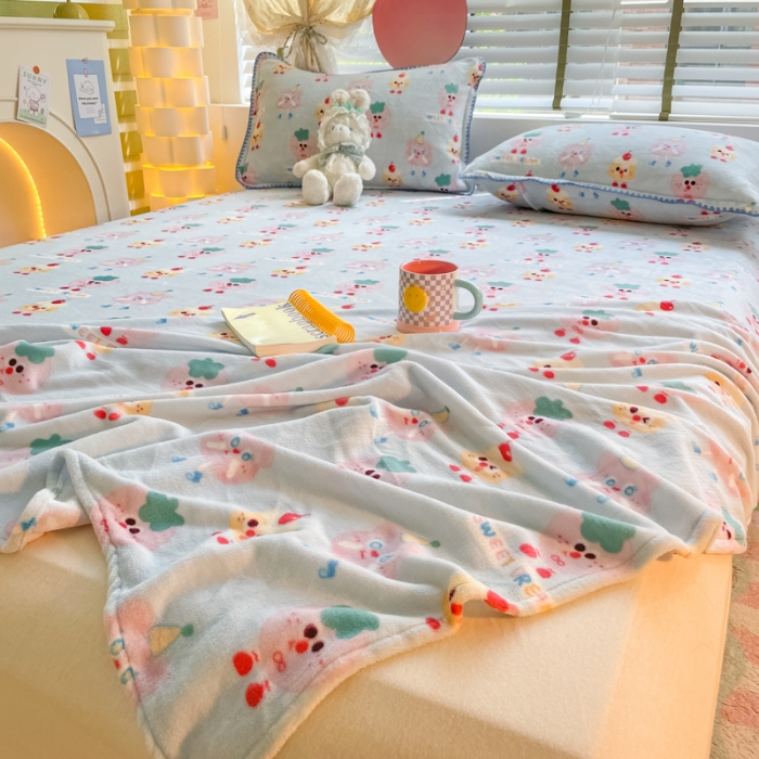 91家纺网 家纺一手货源 找家纺 安哆啦 2024新款高克重小清新牛奶绒单床单 奶酪芝士