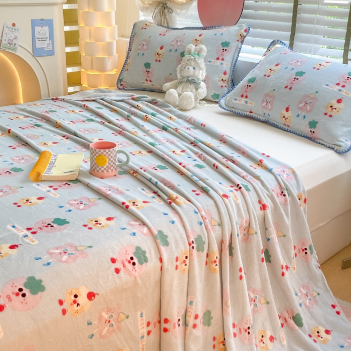 91家纺网 家纺一手货源 找家纺 安哆啦 2024新款高克重小清新牛奶绒单床单 奶酪芝士