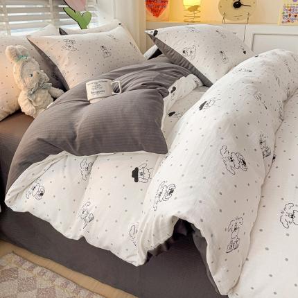 91家纺网 家纺一手货源 找家纺 （总4）王朝国际 2025新款双层纱有氧提花有氧双层纱碎花四件套