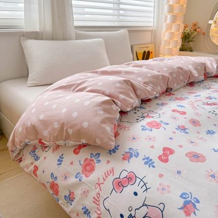 91家纺网 家纺一手货源 找家纺 爱丽丝 2024新款正版授权三丽鸥全棉单品被套系列 花花凯蒂