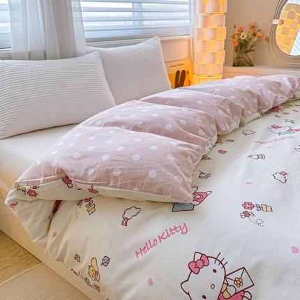 91家纺网 家纺一手货源 找家纺 爱丽丝 2024新款正版授权三丽鸥全棉单品被套系列 幸福凯蒂