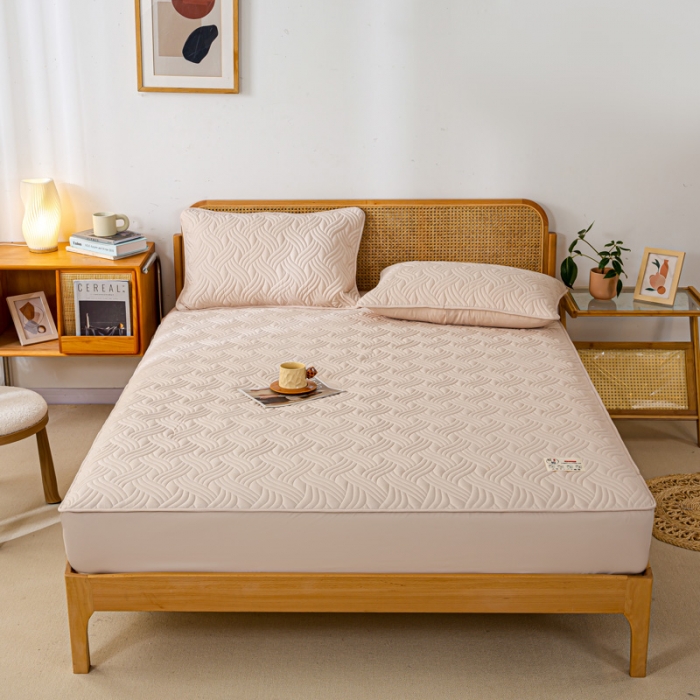 91家纺网 家纺一手货源 找家纺 X猫先生2024新款A类原棉本色大豆纤维夹棉床垫三件套 简爱-纳瓦槟