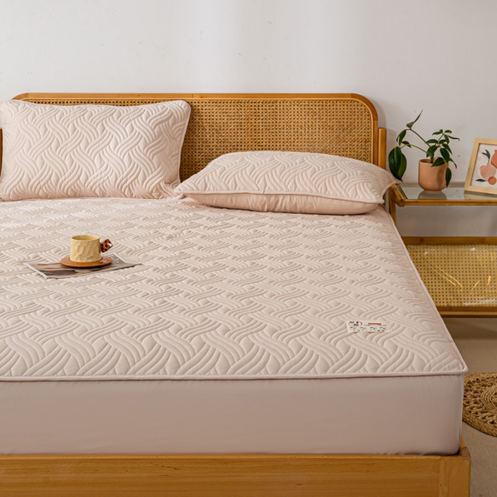 91家纺网 家纺一手货源 找家纺 X猫先生2024新款A类原棉本色大豆纤维夹棉床垫三件套 简爱-纳瓦槟