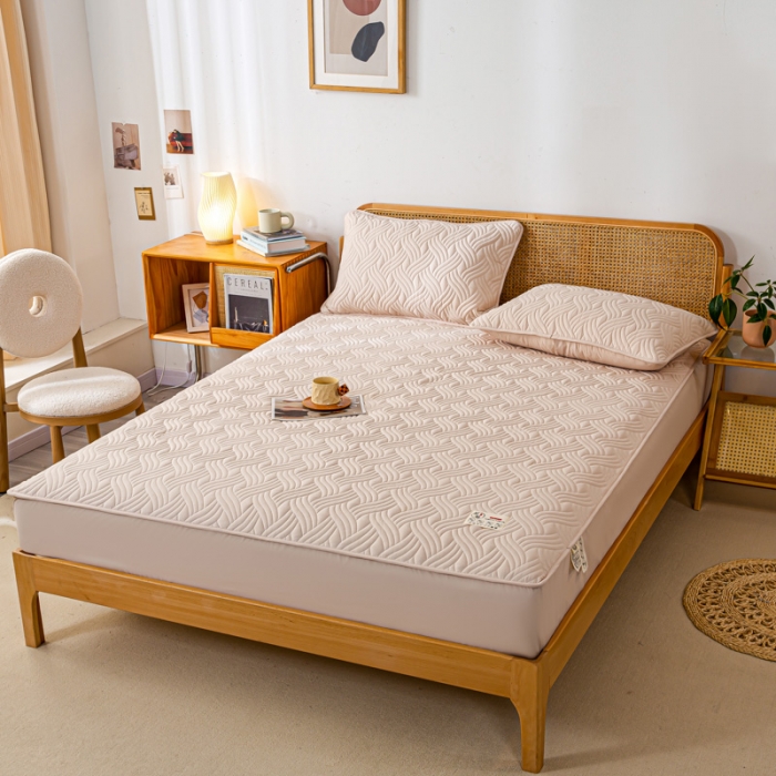 91家纺网 家纺一手货源 找家纺 X猫先生2024新款A类原棉本色大豆纤维夹棉床垫三件套 简爱-纳瓦槟