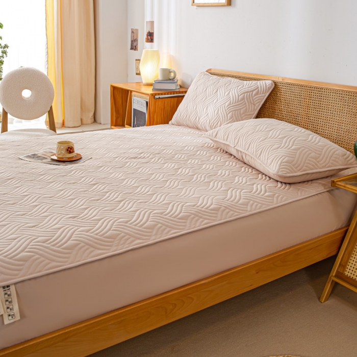 91家纺网 家纺一手货源 找家纺 X猫先生2024新款A类原棉本色大豆纤维夹棉床垫三件套 简爱-纳瓦槟