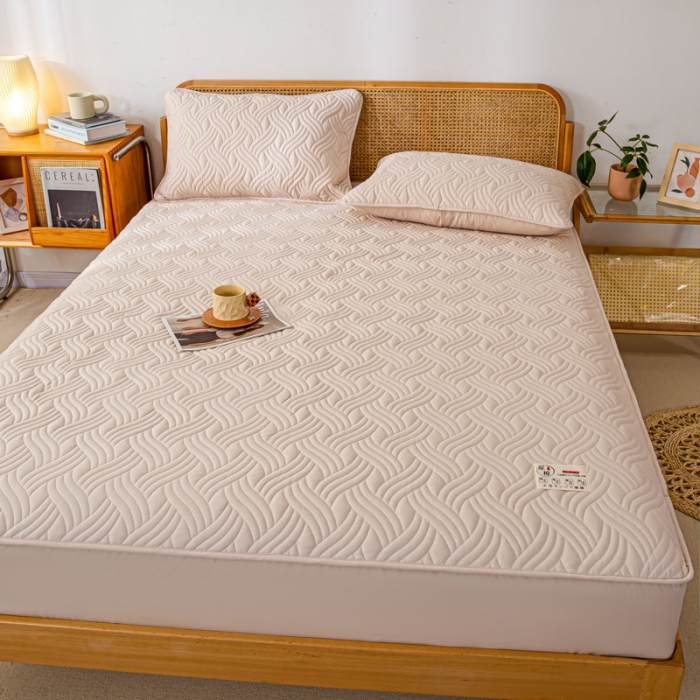 91家纺网 家纺一手货源 找家纺 X猫先生2024新款A类原棉本色大豆纤维夹棉床垫三件套 简爱-纳瓦槟