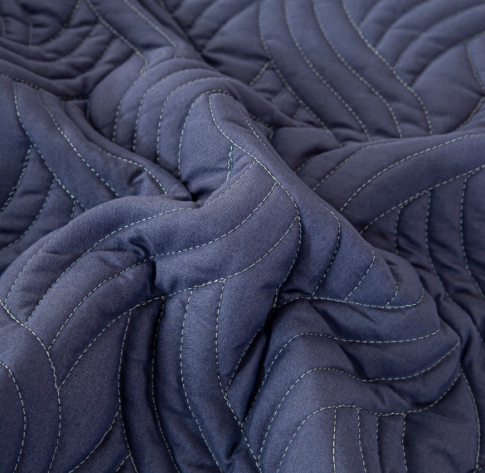 91家纺网 家纺一手货源 找家纺 X猫先生2024新款A类原棉本色大豆纤维夹棉床垫三件套 简爱-岩石蓝