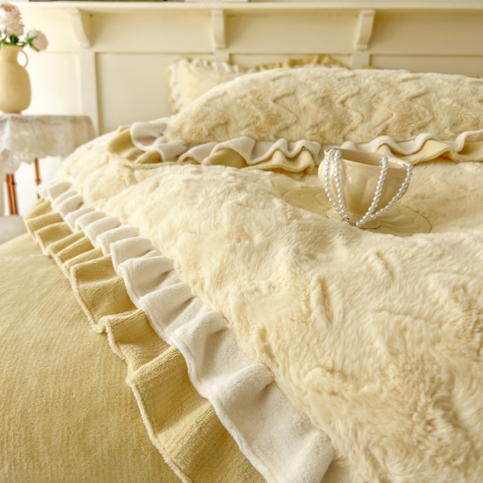 91家纺网 家纺一手货源 找家纺 （总）网红馆 2025新款A版兔毛绒B版素色牛奶绒四件套-织梦