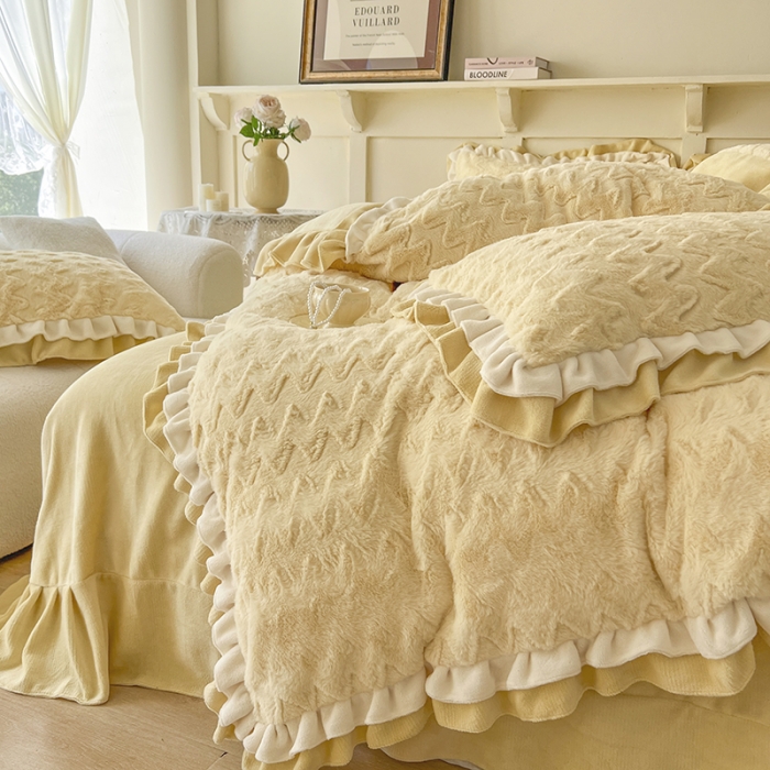 91家纺网 家纺一手货源 找家纺 （总）网红馆 2025新款A版兔毛绒B版素色牛奶绒四件套-织梦