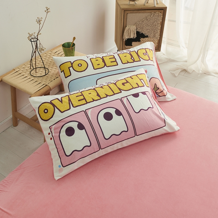 91家纺网 家纺一手货源 找家纺 璞素 2023新款日系卡通涂鸦风格水晶绒数码印花四件套 美梦杂货铺