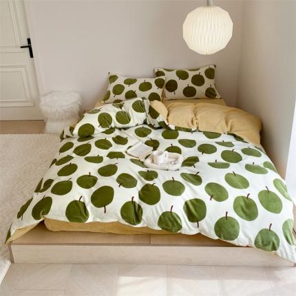 91家纺网 家纺一手货源 找家纺 时光里 2023新款230g半消光印花牛奶绒四件套 INS款-小香梨