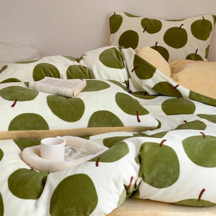 91家纺网 家纺一手货源 找家纺 时光里 2023新款230g半消光印花牛奶绒四件套 INS款-小香梨