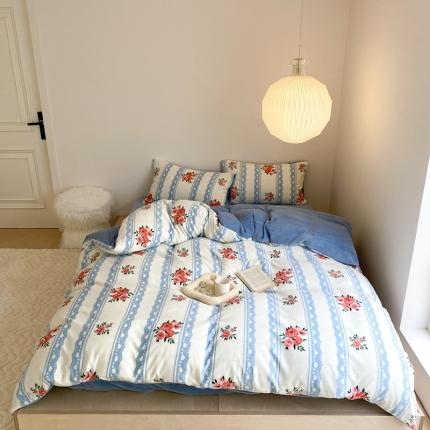 时光里 2023新款230g半消光印花牛奶绒四件套 花卉款-蔓塔