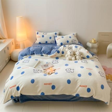 时光里 2023新款230g半消光印花牛奶绒四件套 卡通款-波比狗