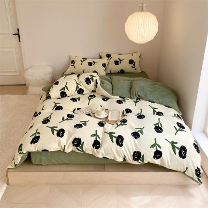 91家纺网 家纺一手货源 找家纺 （总）时光里 2023新款230g半消光印花牛奶绒单品被套