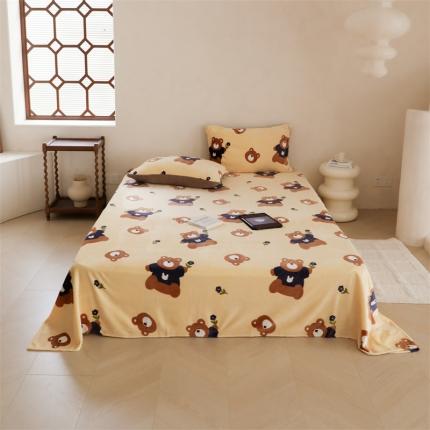 91家纺网 家纺一手货源 找家纺 （总）时光里 2023新款230g半消光印花牛奶绒单品床单