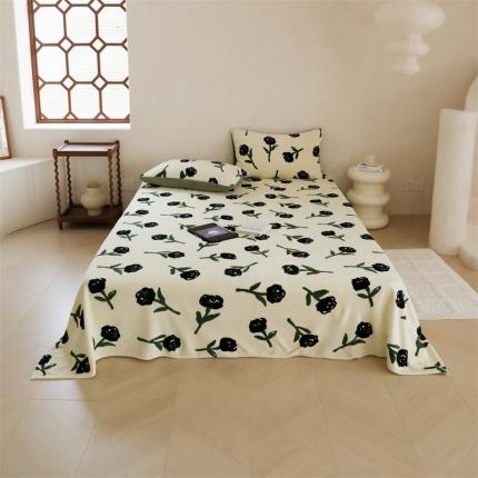 91家纺网 家纺一手货源 找家纺 （总）时光里 2023新款230g半消光印花牛奶绒单品床单