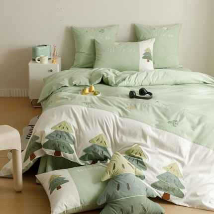 91家纺网 家纺一手货源 找家纺 2023全棉A类40s水洗棉贴布绣花四件套儿童三件套小清新纯棉套件