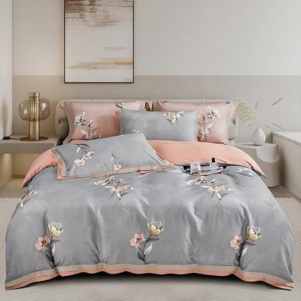 2023新品天丝棉磨毛暖阳绒四件套 千姿  灰