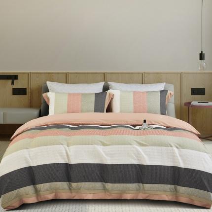 91家纺网 家纺一手货源 找家纺 2023新品天丝棉磨毛暖阳绒四件套 简格 咖