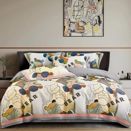 2023新品天丝棉磨毛暖阳绒四件套 贝尔熊