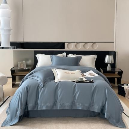 91家纺网 家纺一手货源 找家纺 (总) 栩裕纺织 2023新款60支天丝纯色镂空邂逅系列四件套