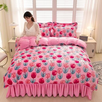 梦莱情纺2023新款8.5斤牛奶绒四件套日产12000套欢乐兔