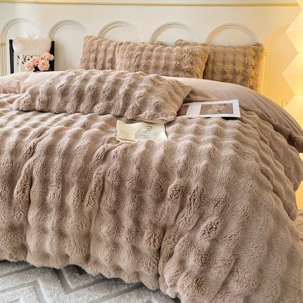 91家纺网 家纺一手货源 找家纺 (总) 川悦生活 2023直播爆款兔毛四件套兔兔绒牛奶绒四件套