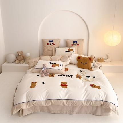 总MIU缪家居 2023新款100支全棉磨毛系列四件套-曲奇熊