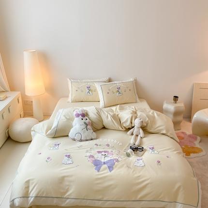 MIU缪家居 2023新款100支全棉磨毛系列四件套-花园宝宝 花园宝宝奶黄