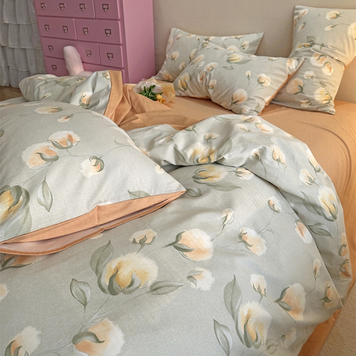 91家纺网 家纺一手货源 找家纺 千朵 2023新款全棉生态磨毛四件套 碧秋灰