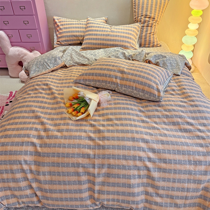 91家纺网 家纺一手货源 找家纺 千朵 2023新款全棉生态磨毛四件套 路易斯桔