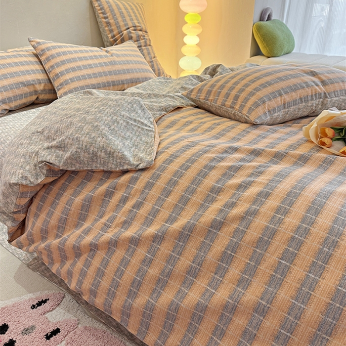 91家纺网 家纺一手货源 找家纺 千朵 2023新款全棉生态磨毛四件套 路易斯桔