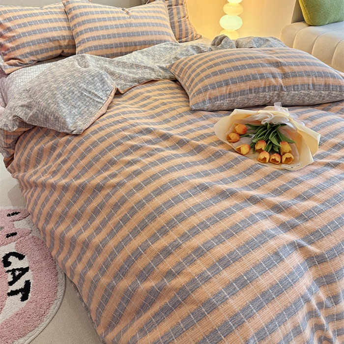 91家纺网 家纺一手货源 找家纺 千朵 2023新款全棉生态磨毛四件套 路易斯桔