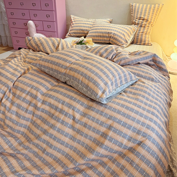 91家纺网 家纺一手货源 找家纺 千朵 2023新款全棉生态磨毛四件套 路易斯桔