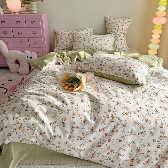 91家纺网 家纺一手货源 找家纺 千朵 2023新款全棉生态磨毛四件套 清新花研